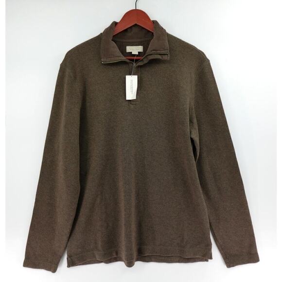 Banana Republic Elbow-Patch Sweater Mens Large Brown 1/4 Zip Timeless - Picture 1 of 14